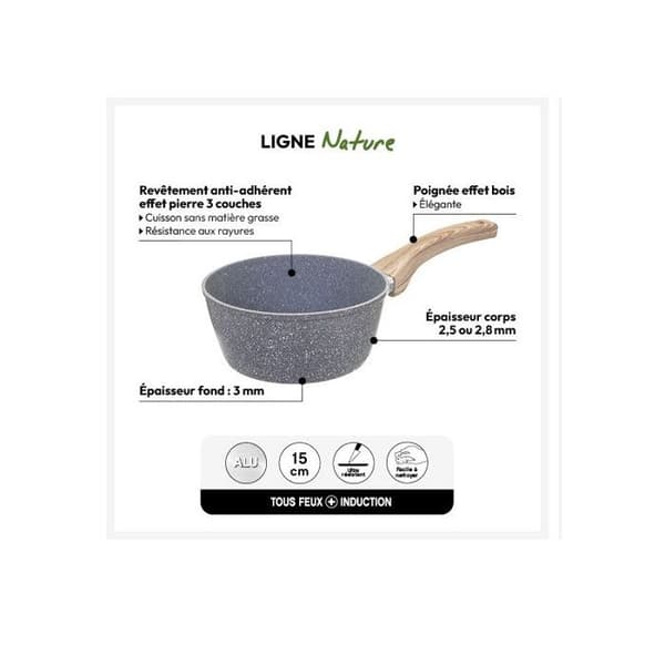Smidd aluminium kastrull "Cuisson Nature" - Smidd aluminium kastrull 16 cm