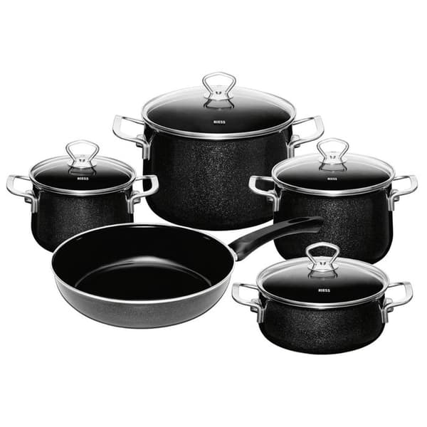 RIESS Black Magic 5-delad kastrullset svart emalj