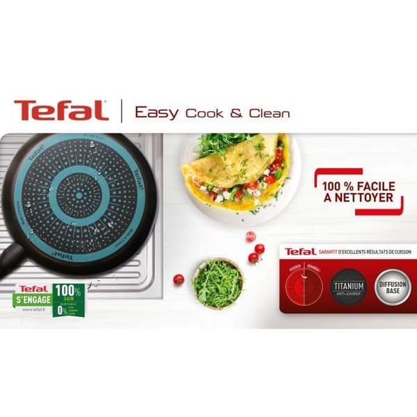 TEFAL B5542702 Easy Cook&amp;Clean gryta 14 cm (1 L), non-stick, Thermo-Signal™, Alla värmekällor utom induktion, Tillverkad i Frankrike