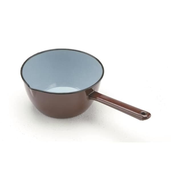 KONISK KASSEROL 0 16 GLAS EMALEL STÅL - BRUNA EMALJER AV PREMIUM KVALITET - EMALEL STÅLHANDTAG - HÄLLPUT - ALL VÄRME...
