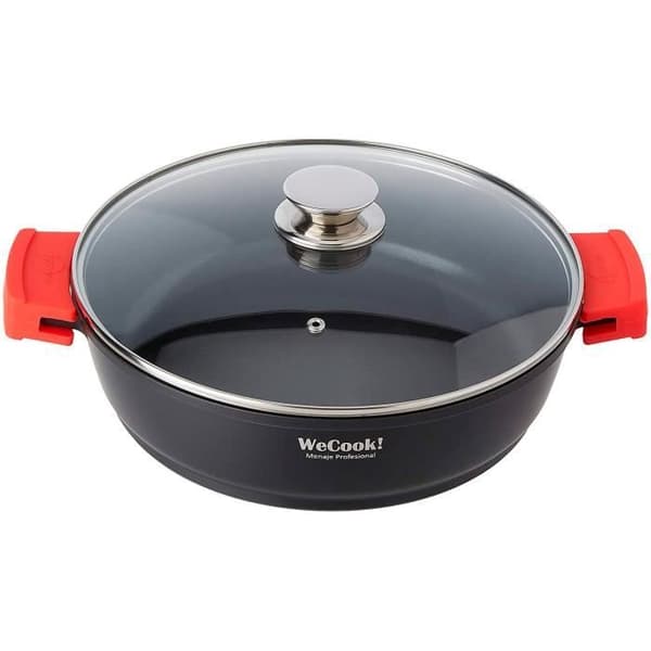 Gryta 28cm, Induktion, Glaslock, Non-Stick, Gjuten aluminium Wecook Ecostone Svart 51772