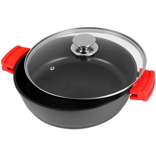 Gryta 28cm, Induktion, Glaslock, Non-Stick, Gjuten aluminium Wecook Ecostone Svart 51772