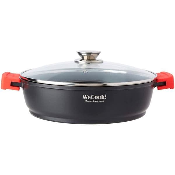 Gryta 28cm, Induktion, Glaslock, Non-Stick, Gjuten aluminium Wecook Ecostone Svart 51772