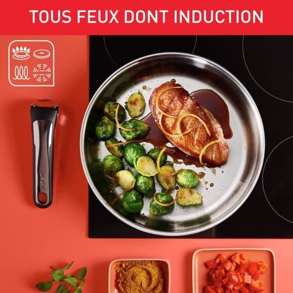 TEFAL INGENIO Preferensgryta 20 cm, Induktion, Rostfritt stål, Staplingsbar, Tål diskmaskin L8983004