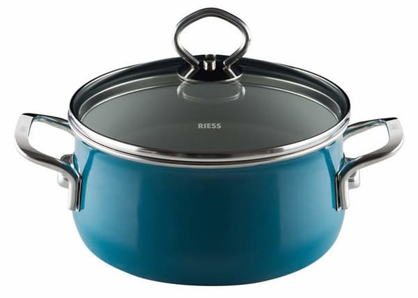 Riess gryta - R-0707-010 - Låg gryta med lock 16cm Aquamarin