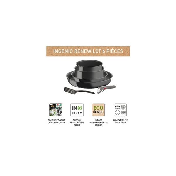 Tefal Casseroles Set 6 delar Ingenio Renew L2609602 Antracitgrå