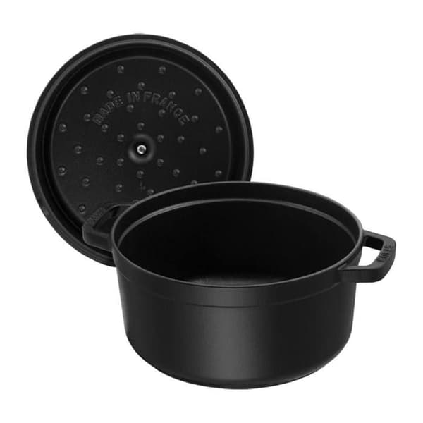 Rund svart emaljerad gjutjärnsgryta 34cm - 12,6L