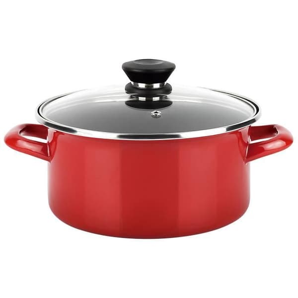 Induktionskastrull 18 cm Emaljerat stål, non-stick PFOA-fri, glaslock FAGOR Optimax Röd 00895