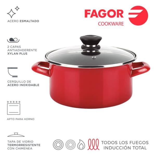 Kastrull - Fagor - Optimax - Ø26cm - Emaljerat stål - Dubbellagers non-stick
