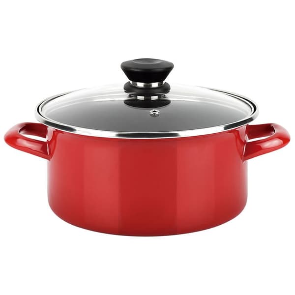 Induktionskastrull 24 cm Emaljerat stål, PFOA-fri non-stick, glaslock FAGOR Optimax Röd 00925