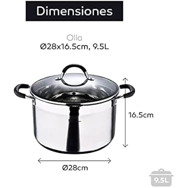 Holländsk ugn - MASTERPRO - Foodies Collection - Rostfritt stål - 28 x 16,5 cm - Silikonhandtag
