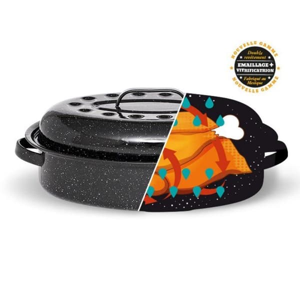 Granitgods - Emaljerad Steel Roaster Casserole - Medium Storlek