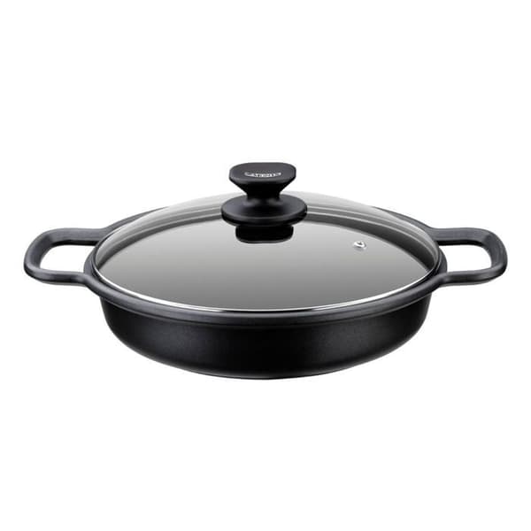 MONIX Solid+ | Låg Gryta 28 cm, Aluminiumgjutning med Non-stick Innovationer utan PFOA, Kompatibel med Alla Värmekällor