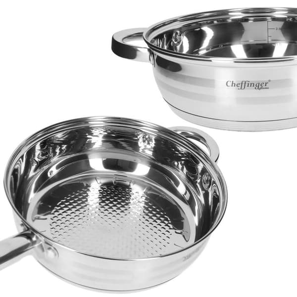 Köksset 12 Delar 4 Kastruller/1 Stekpanna/1 Kastrull med Lock Cheffinger Silver