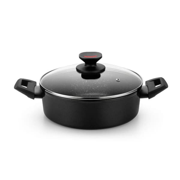 Kastrull - MONIX - M810528 - Diameter 28cm - Beläggning av rostfritt stål - Fast handtag