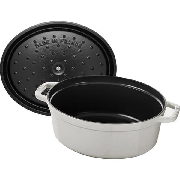 STAUB - Oval gjutjärnsgryta, 31 cm, Vit tryffel