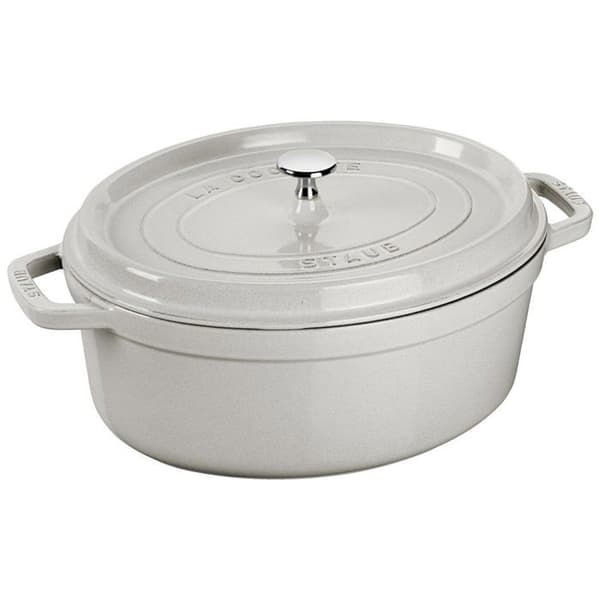 STAUB - Oval gjutjärnsgryta, 31 cm, Vit tryffel