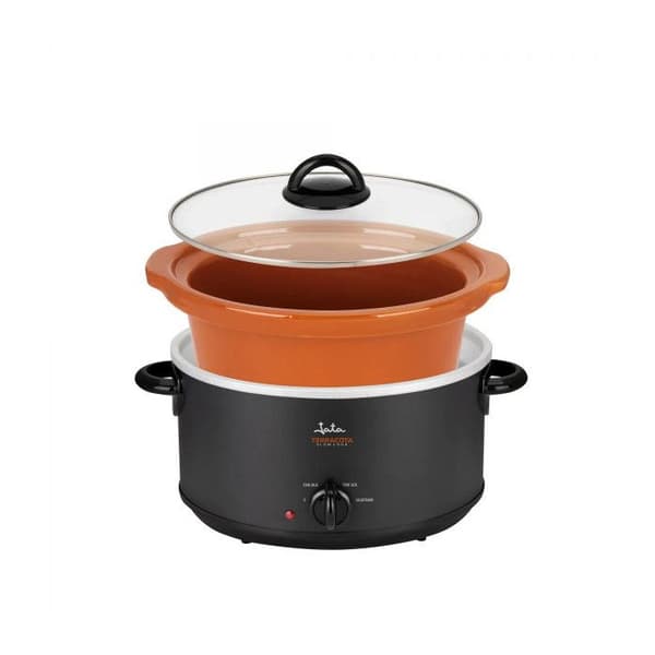 JATA JEOL2135 Slow cooker med 3,5 liters kapacitet, avtagbar keramikskål i terrakotta och tål disk- och diskmaskin