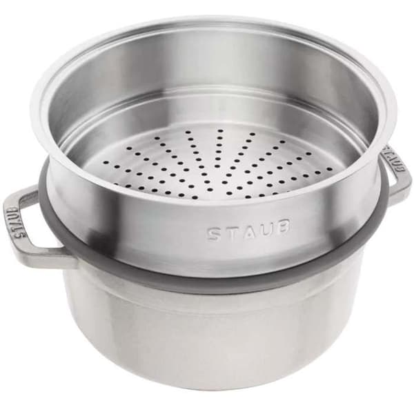 STAUB Gryta Rund med Ångkorg 24 cm Vit