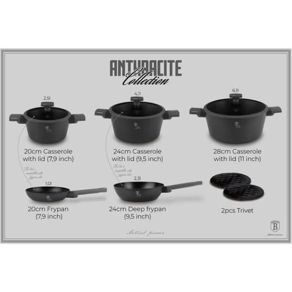 BERLINGERHAUS Set med porslin med titanyta 10 st Anthracite Kollektion BH-8140