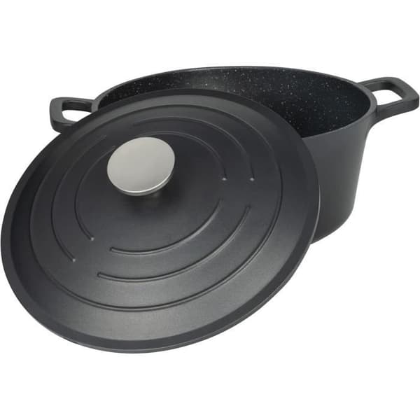Commichef Cocotte Ronde 24cm Svart Aluminium Gjutet Med Lock 5L