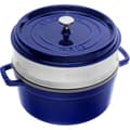 Miniatyrbild 1 av 3: STAUB Gjutjärnsgryta med ångkorg, rund, Ø 26 cm, 5,2 L, Intensiv blå