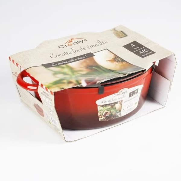 CREALYS GRAND CHEF Oval grytform i emaljerat gjutstål - L 28 cm - 4 L - Röd - Alla värmekällor inklusive induktion