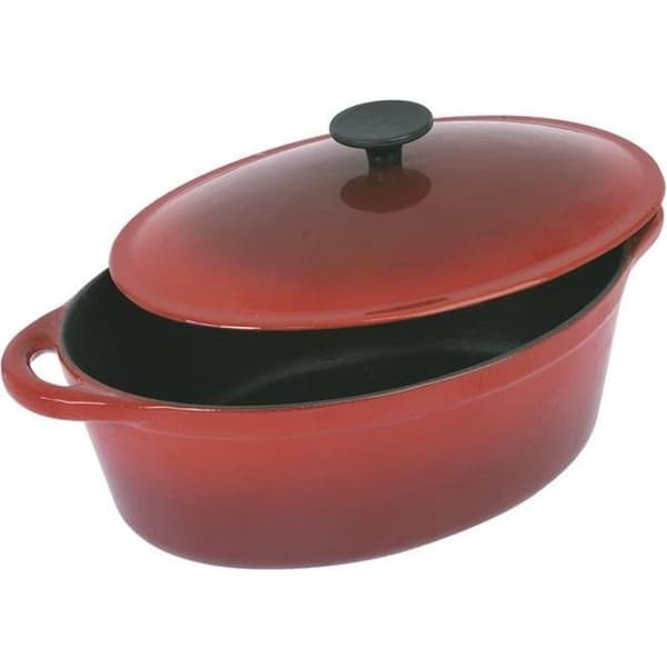 CREALYS GRAND CHEF Oval grytform i emaljerat gjutstål - L 28 cm - 4 L - Röd - Alla värmekällor inklusive induktion