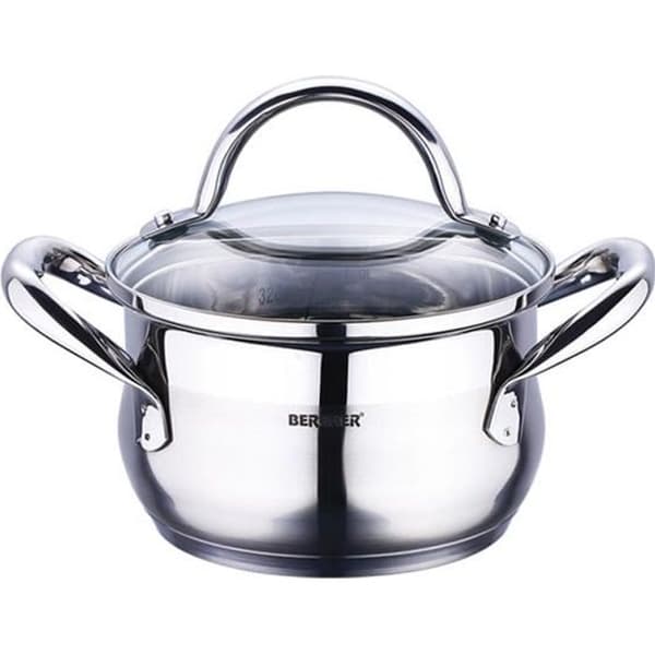 Bergner Gourmet - Kastruller Rostfritt stål MED LOCK 16X9,5 CM 1,7L Bra för induktion