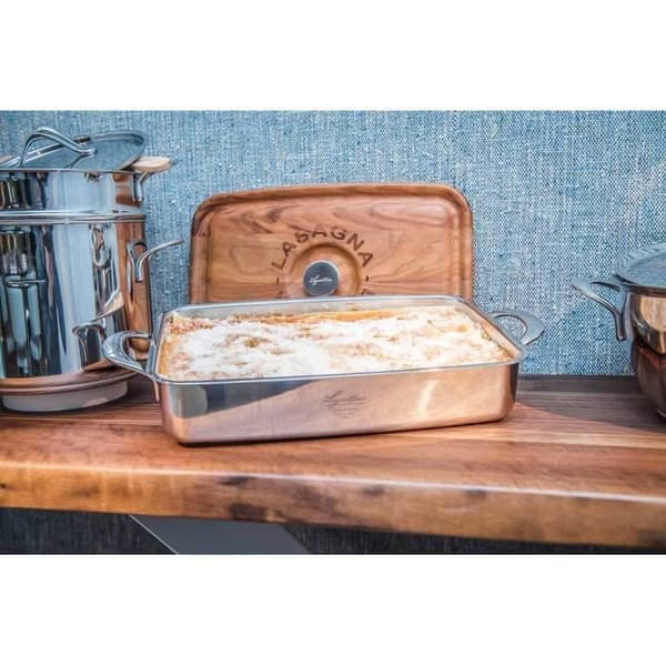 Lasanera - Lagostina - 11193050835 - Rostfritt stål - Lock i körsbärsträ - Induktionskompatibel