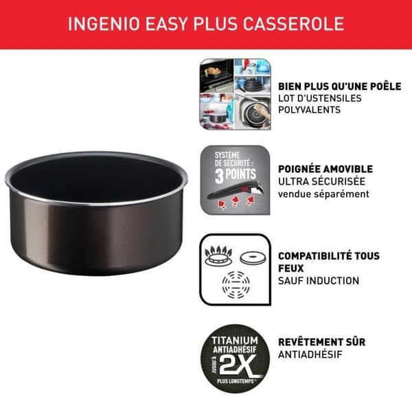 Kasserolle - TEFAL - Ingenio Easy Plus - 18 cm - Non-stick - Stapelbar - Diskmaskinskompatibel
