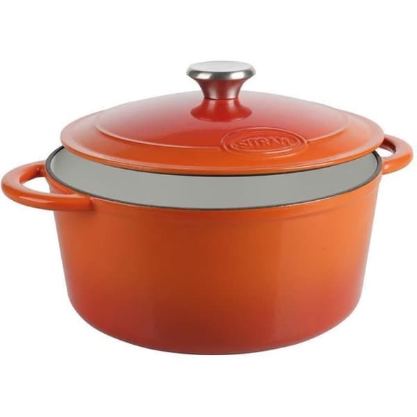 SITRAM Cocotte TRADIFONTE - 712573 - 5L Vit och orange rund emaljerad gjutjärn - Alla värmekällor inklusive induktion