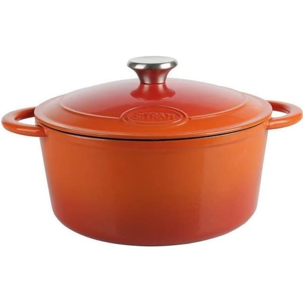 SITRAM Cocotte TRADIFONTE - 712573 - 5L Vit och orange rund emaljerad gjutjärn - Alla värmekällor inklusive induktion