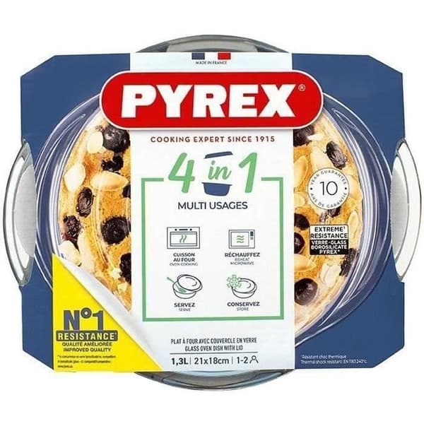 Cocotte - PYREX - 1450098 - Rund - I borosilikatglas - 1,4 liter