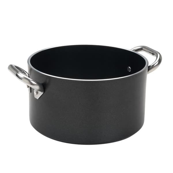 Hög kastrull i non-stick aluminium, tjocklek 5 mm, 2 rörformade rostfria handtag