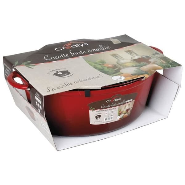 CREALYS GRAND CHEF Oval gryta i emaljerat gjutjärn - L 37 cm - 9 L - Röd - Alla värmekällor inklusive induktion