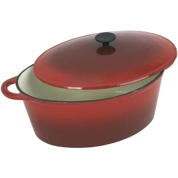 CREALYS GRAND CHEF Oval gryta i emaljerat gjutjärn - L 37 cm - 9 L - Röd - Alla värmekällor inklusive induktion