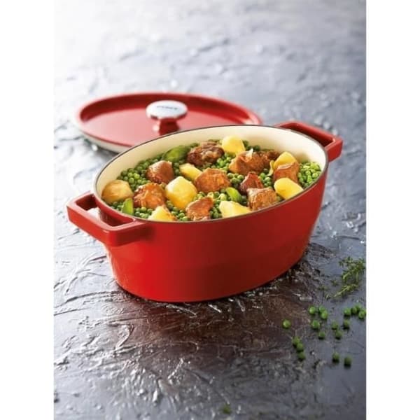 Oval gjutjärnsgryta PYREX Slow Cook 5,8 L - Röd - Alla värmekällor inklusive induktion