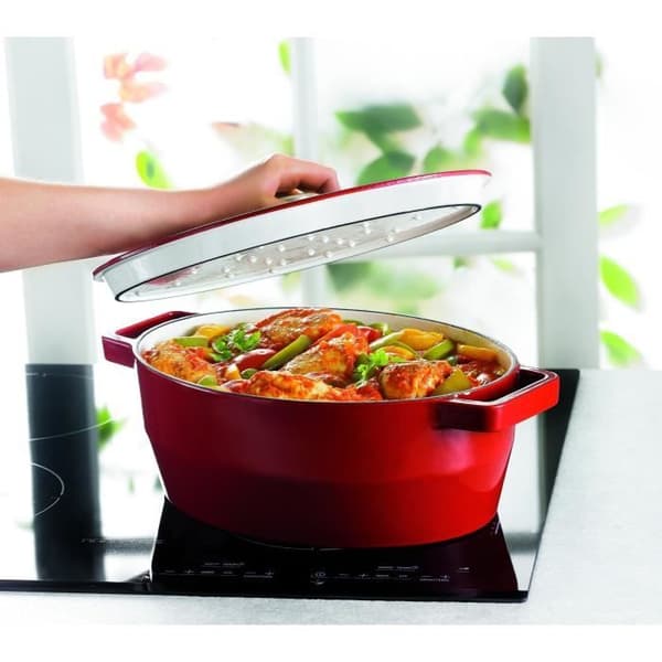 Oval gjutjärnsgryta PYREX Slow Cook 5,8 L - Röd - Alla värmekällor inklusive induktion