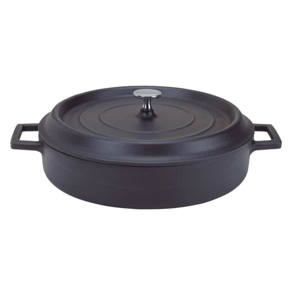 Låg rund cocotte 28 cm mattsvart - TomPress