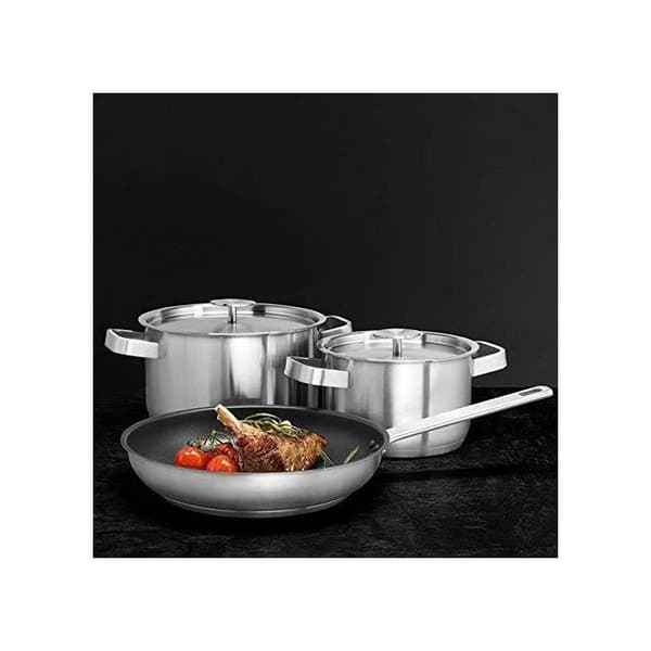 AEG A3SS Menaje set 2 kastruller (16 cm och 20 cm) och 1 stekpanna (24 cm), rostfritt stål