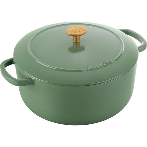 Rund gjutjärnsgryta emaljerad 26 cm 5,5 l Grön - BALLARINI