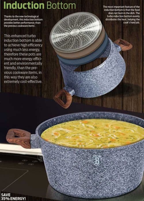 Grytor och stekpannor - BERLINGER HAUS - BH-7060 - Non-stick granit - TURBO INDUKTION-system - 3 delar