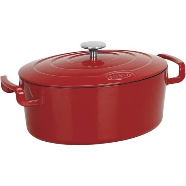 Sitram COCOTTE Sitrabella oval emaljerad gjutjärn stor kapacitet 6,5 liter - Röd utsida och vit insida - alla värmekällor