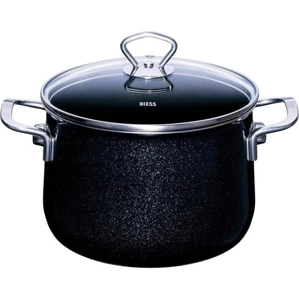 Marmite haute Riess grå med glaslock diameter 20 cm 4 l