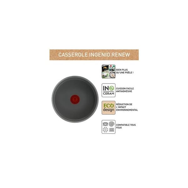 Gratängform - Tefal - Ingenio Renew L2603002 - 20 cm - Grå - Non-stick keramik