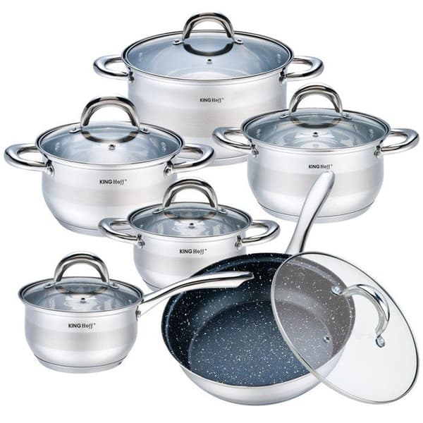 Komplett set av stålgrytor 12 delar Kinghoff KH-1098