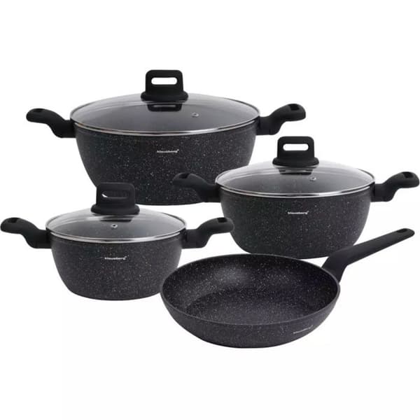 Set av grytor och stekpannor - KLAUSBERG - KB-7674 - 7 delar - Aluminium - Marmorbeläggning