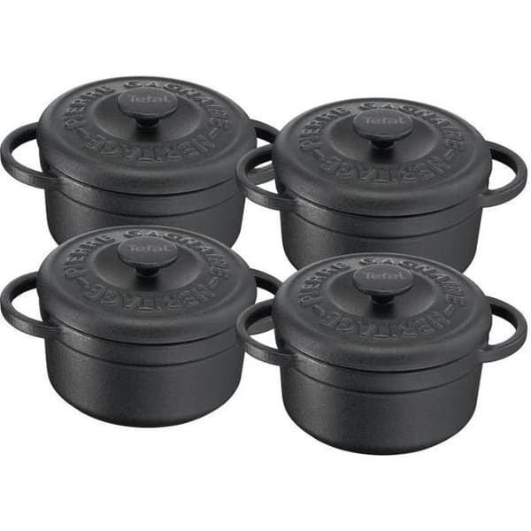 TEFAL E223S404 Set med 4 Mini Casseroles gjutstål Pière Gagnaire Heritage Round - 10 cm - 0,3L - Alla värmekällor inklusive induktion -