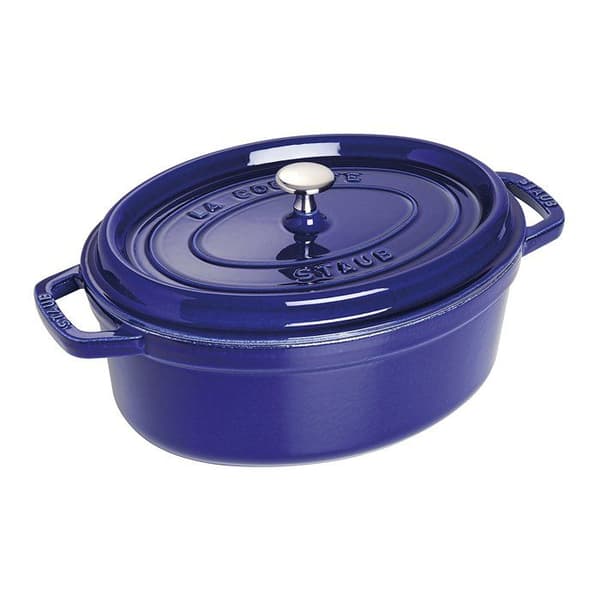 Oval intensiv blåemaljerad gjutjärnsgryta 29cm …